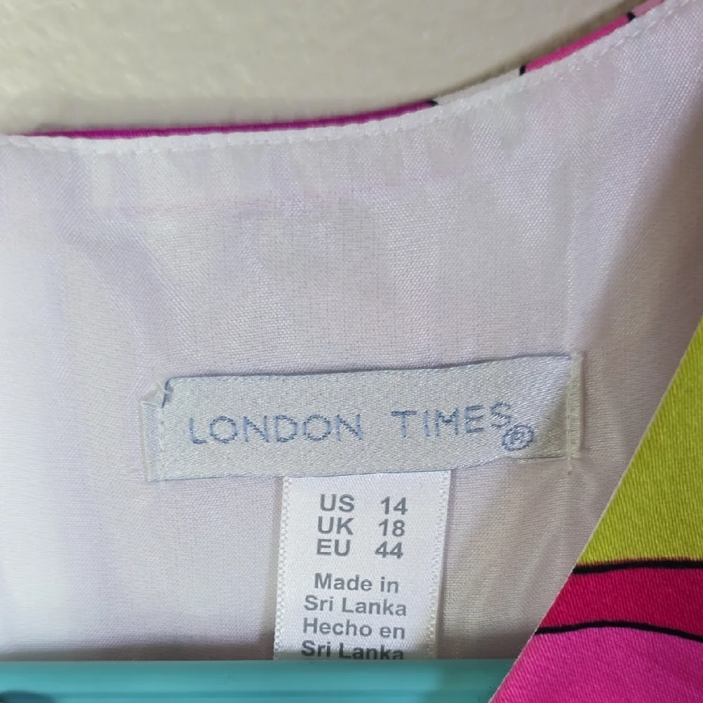 London Times Pink and Green Mini Dress - Picture 2 of 8